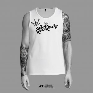 Camiseta Blanca Tag corona manga recortada